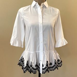 NWT Kate Spade XXS Shirt Sleeve cutwork top